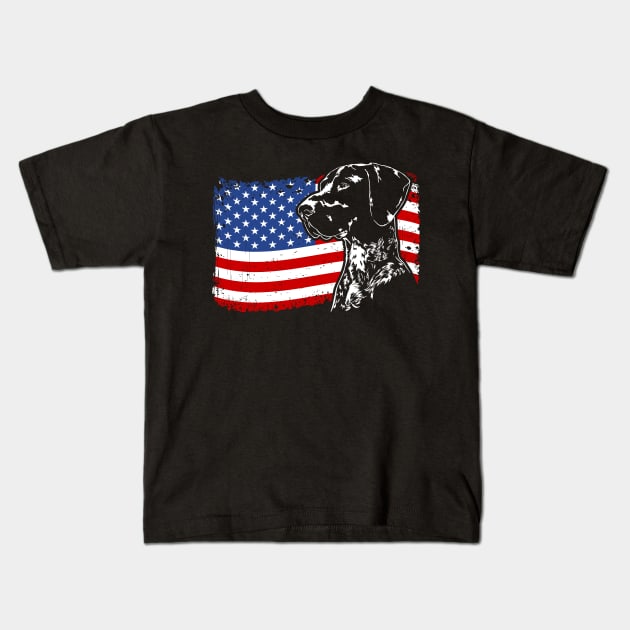 German Shorthaired Pointer Mom Dad American Flag patriotic dog Kids T-Shirt by wilsigns